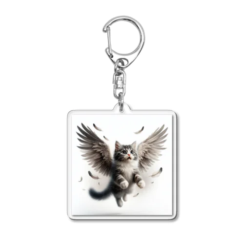 空飛ぶ猫リアル風3 Acrylic Key Chain