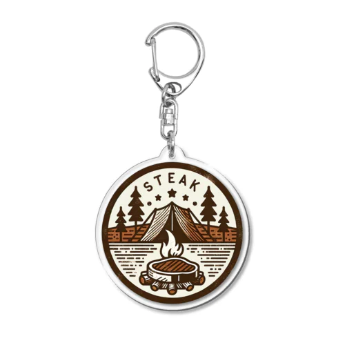 Camping Steak（キャンピング・ステーキ）04テントとステーキ Acrylic Key Chain