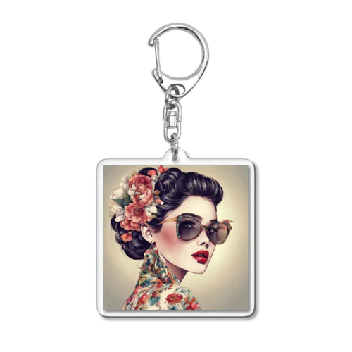 美女と花 Acrylic Key Chain