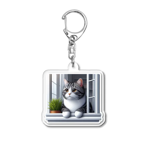 窓にゃん Acrylic Key Chain