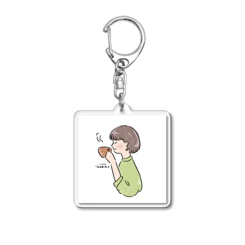 ほっとひと息つく女の子　ピスタチオ Acrylic Key Chain