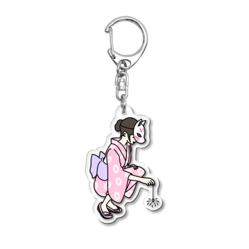 線香花火　浴衣女子 Acrylic Key Chain