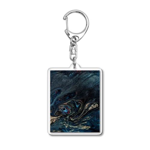 フルイドアートグッズ　夜の大海と夜の巨龍 Acrylic Key Chain