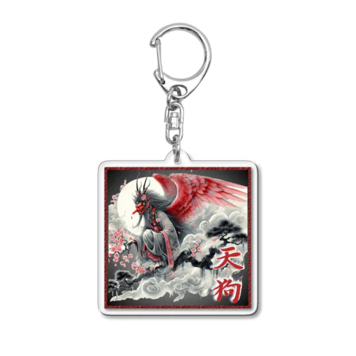 日本の妖怪　天狗の墨絵 Acrylic Key Chain