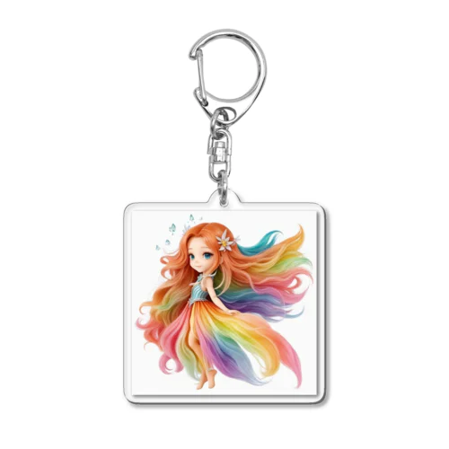 Girl Dancing in the Colorful Breeze アクリルキーホルダー