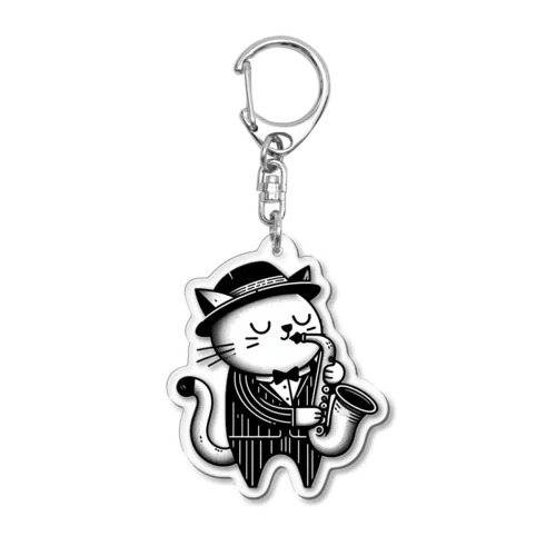 サックスプレイヤーキャット Acrylic Key Chain