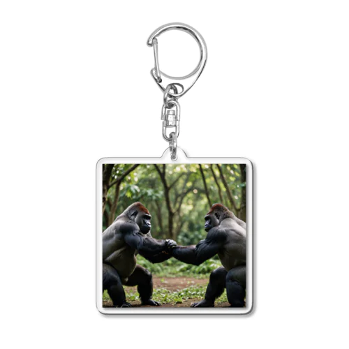 仲間意識満載のかわいいゴリラたち🦍  Acrylic Key Chain