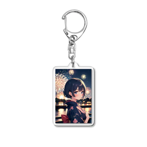 浴衣の可愛い女の子 Acrylic Key Chain