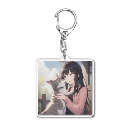 ネコとの出会い Acrylic Key Chain