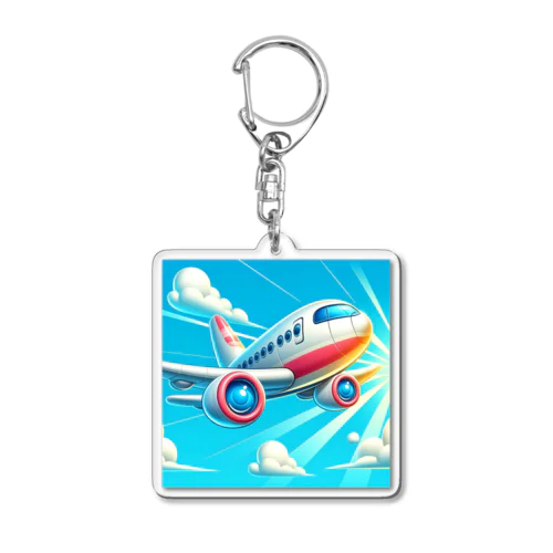 空飛ぶ飛行機のイラスト Acrylic Key Chain