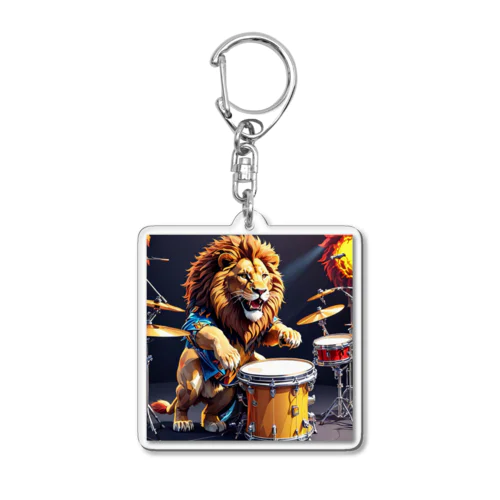 ドラムをたたくライオン Acrylic Key Chain