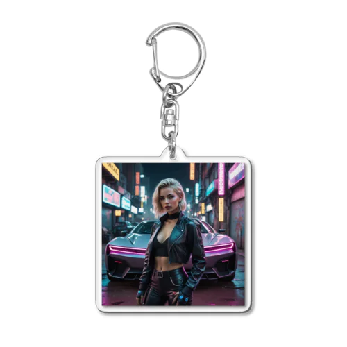 サイバーパンク スポーツカー Lady Acrylic Key Chain