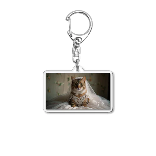 ウエディングドレスを着た猫 Acrylic Key Chain