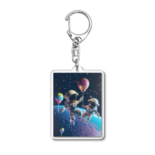 風船で宇宙にいった宇宙飛行士 Acrylic Key Chain