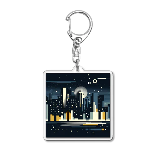 都会の夜景の抽象画 Acrylic Key Chain