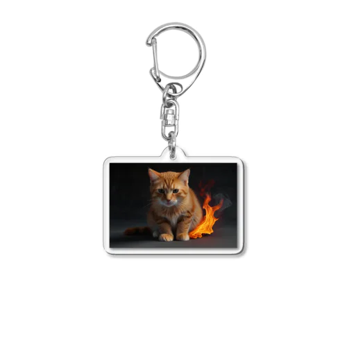 炎の守護者「炎タイプの猫」 Acrylic Key Chain