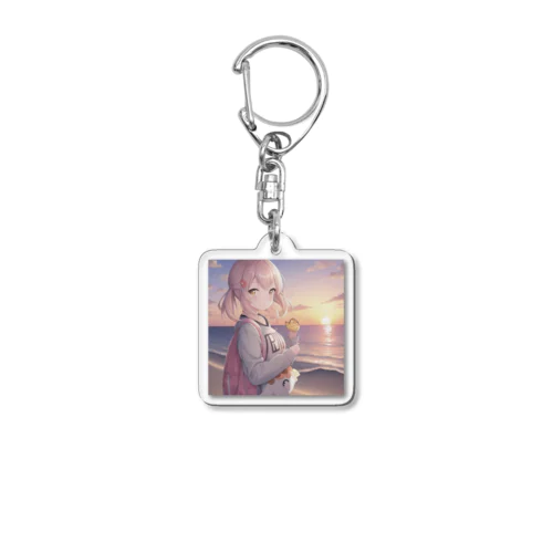 夕日とフグ Acrylic Key Chain