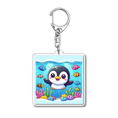 笑顔で泳ぐペンギン アクリルキーホルダー