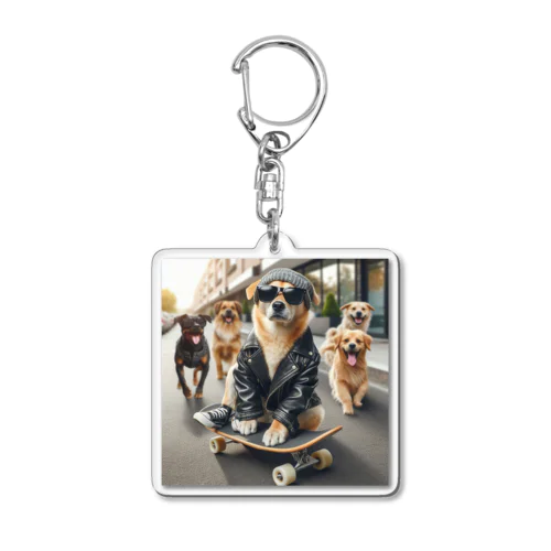 スケートボードの犬 グッズ Acrylic Key Chain