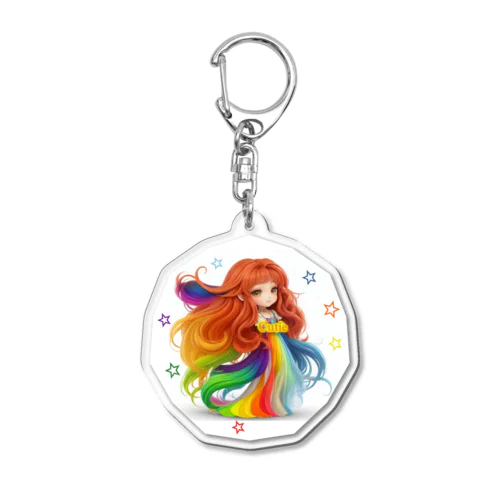 Rainbow Hair Cutie Acrylic Key Chain