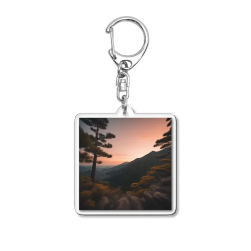 夕陽が山々にそそぐ美しい光 Acrylic Key Chain