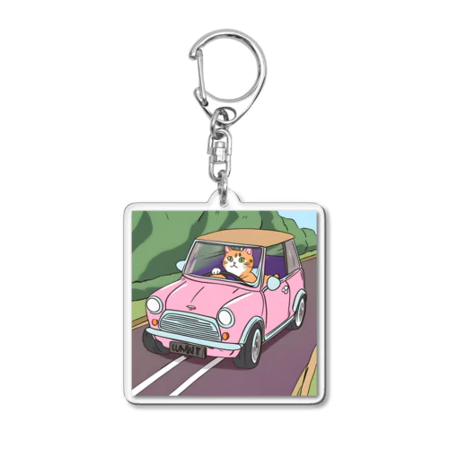 ピンクおみにとねこさん Acrylic Key Chain