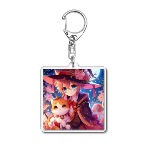 可愛いネコ魔女 Acrylic Key Chain