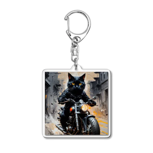 ファンキーな黒猫 Acrylic Key Chain