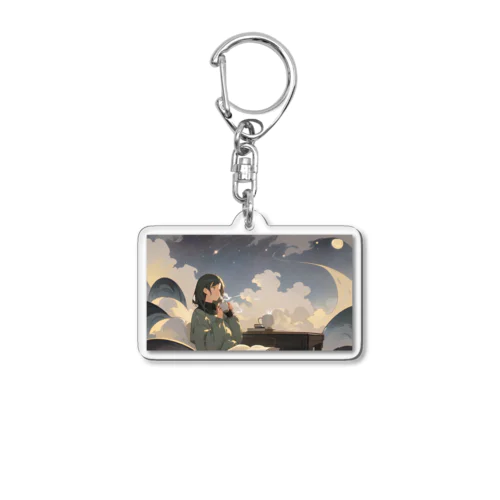 chill girl coffee time Acrylic Key Chain