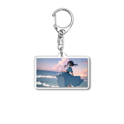 chill girl and the sea Acrylic Key Chain