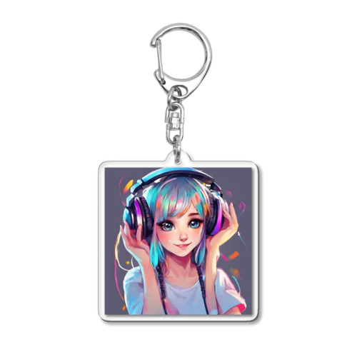 Dj 女の子　かわいい　POP　ゆめのような Acrylic Key Chain