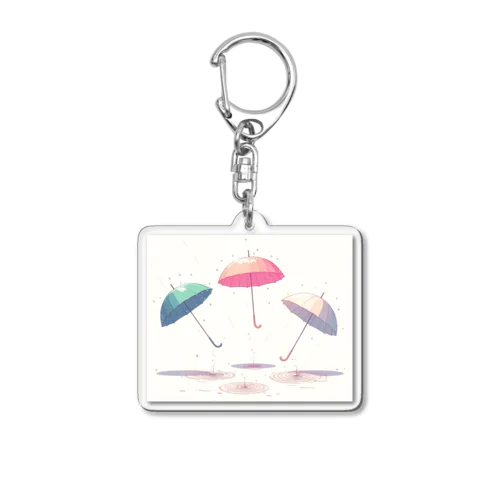 雨で踊る傘 Acrylic Key Chain