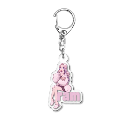 くつろぎram (White) Acrylic Key Chain