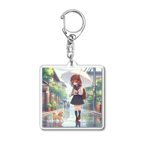 雨の日に出会う愛犬 Acrylic Key Chain