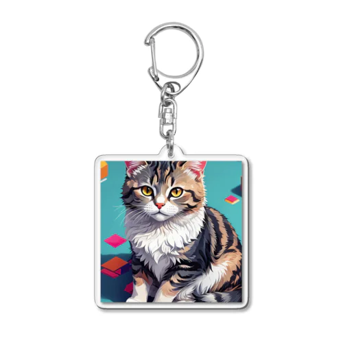 オシャレな猫 Acrylic Key Chain