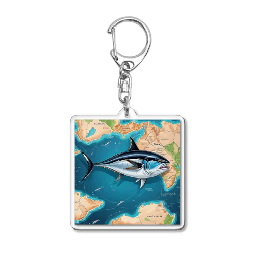 世界を旅するマグロ君 Acrylic Key Chain