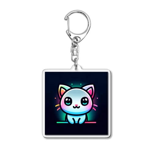 ネオン系の可愛い猫 Acrylic Key Chain