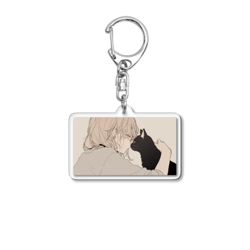 黒猫と見つめ合う Acrylic Key Chain