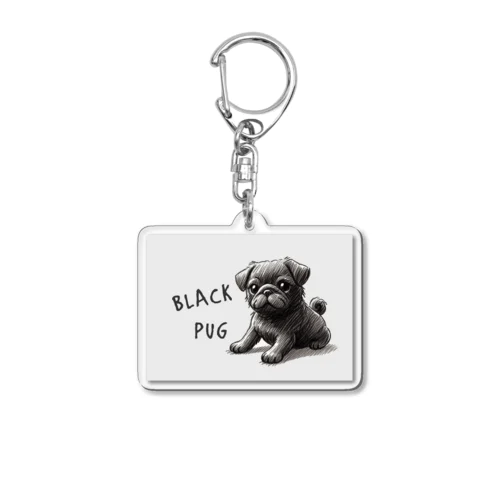 BLACK　PUG*カラー付 Acrylic Key Chain