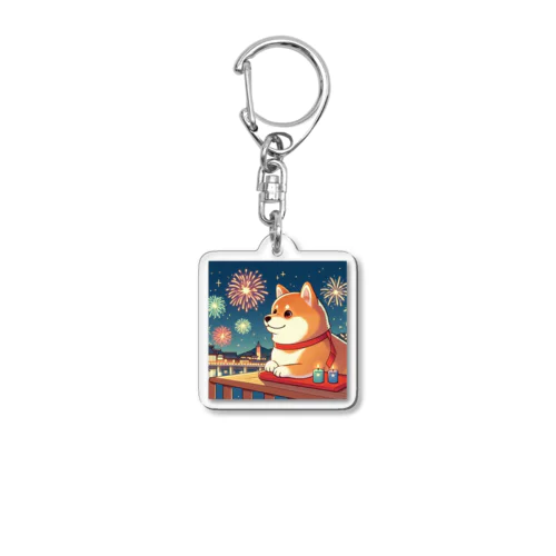 花火と犬 Acrylic Key Chain