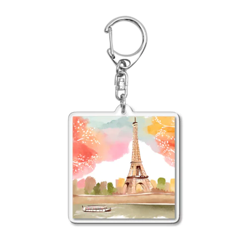 paris spring Acrylic Key Chain