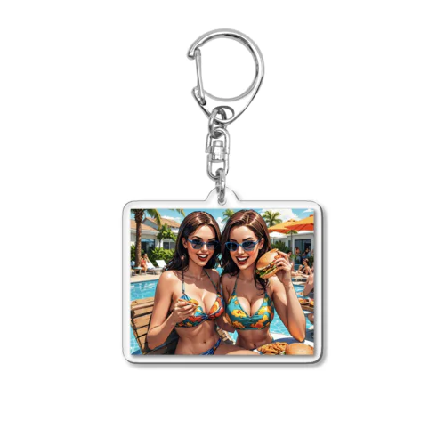 Hamburger Girls Acrylic Key Chain