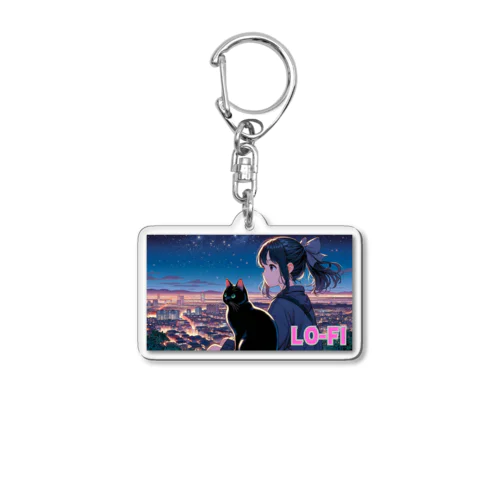 時空の旅猫アルトとミアの夜景物語 Acrylic Key Chain