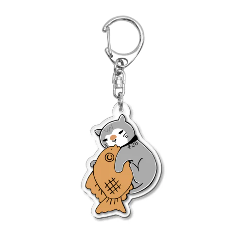 おねむなジムちゃんとたい焼き(グレー) Acrylic Key Chain