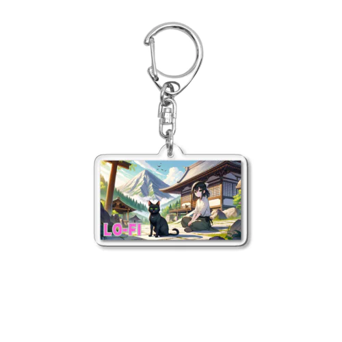 時空の旅猫アルトとミアの山間の寺院 Acrylic Key Chain