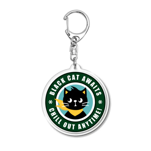 黒猫くん　カフェ風ロゴ　pat01 Acrylic Key Chain