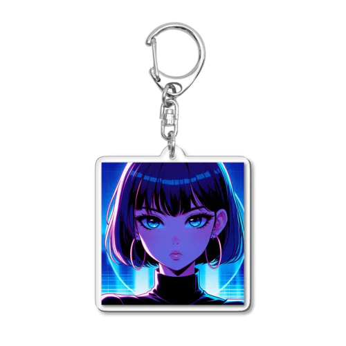 ネオン女子　青色　 Acrylic Key Chain