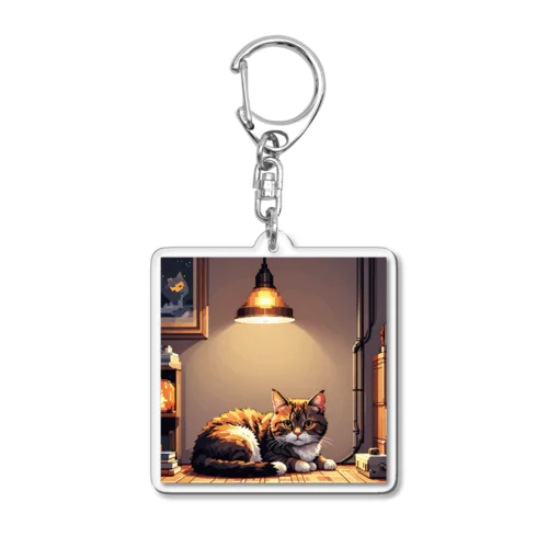 ライトに照らされた猫 Acrylic Key Chain