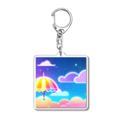 夜空に開いた虹のパラソル Acrylic Key Chain