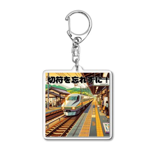 レトロ駅と電車 05 Acrylic Key Chain